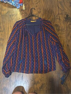 Women’s Purple & Orange Geometric Peasant Blouse